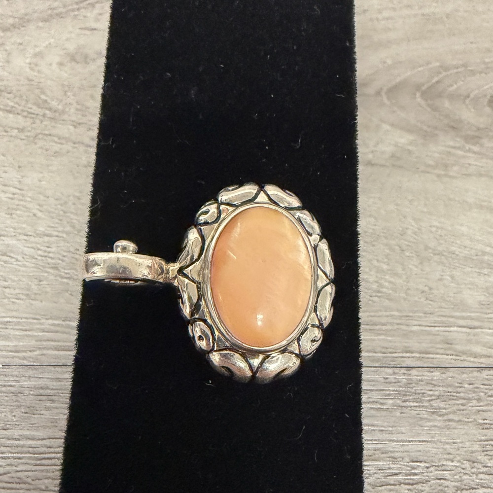 Elegant‎ Silver Sterling and Peach Ring